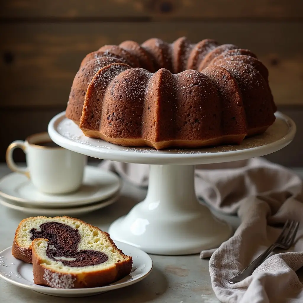 Chocolate and Vanilla Marble Cake