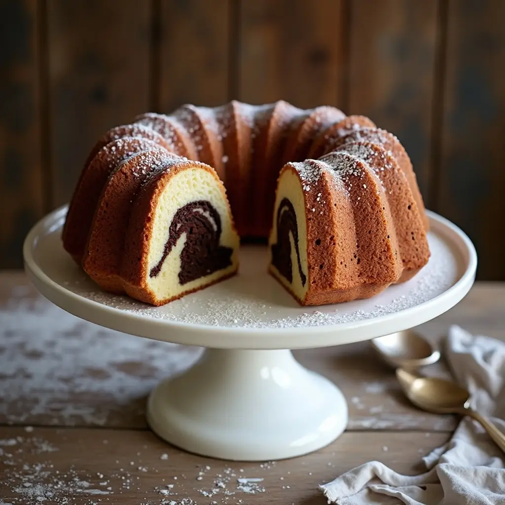 Chocolate and Vanilla Marble Cake