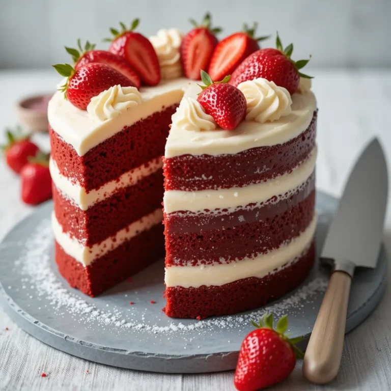 Red Velvet Cake with Strawberries