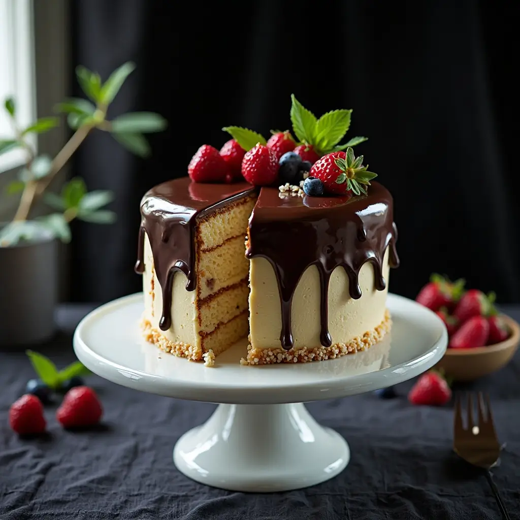 Vanilla Cake with Chocolate Ganache