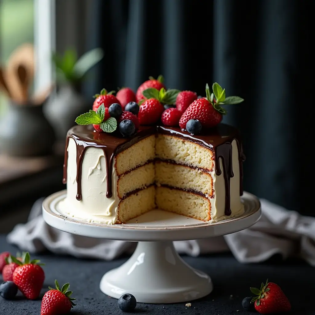 Vanilla Cake with Chocolate Ganache