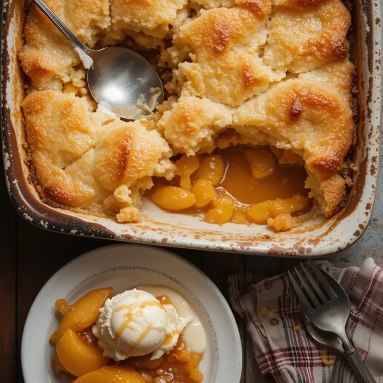 Cake Batter Peach Cobbler