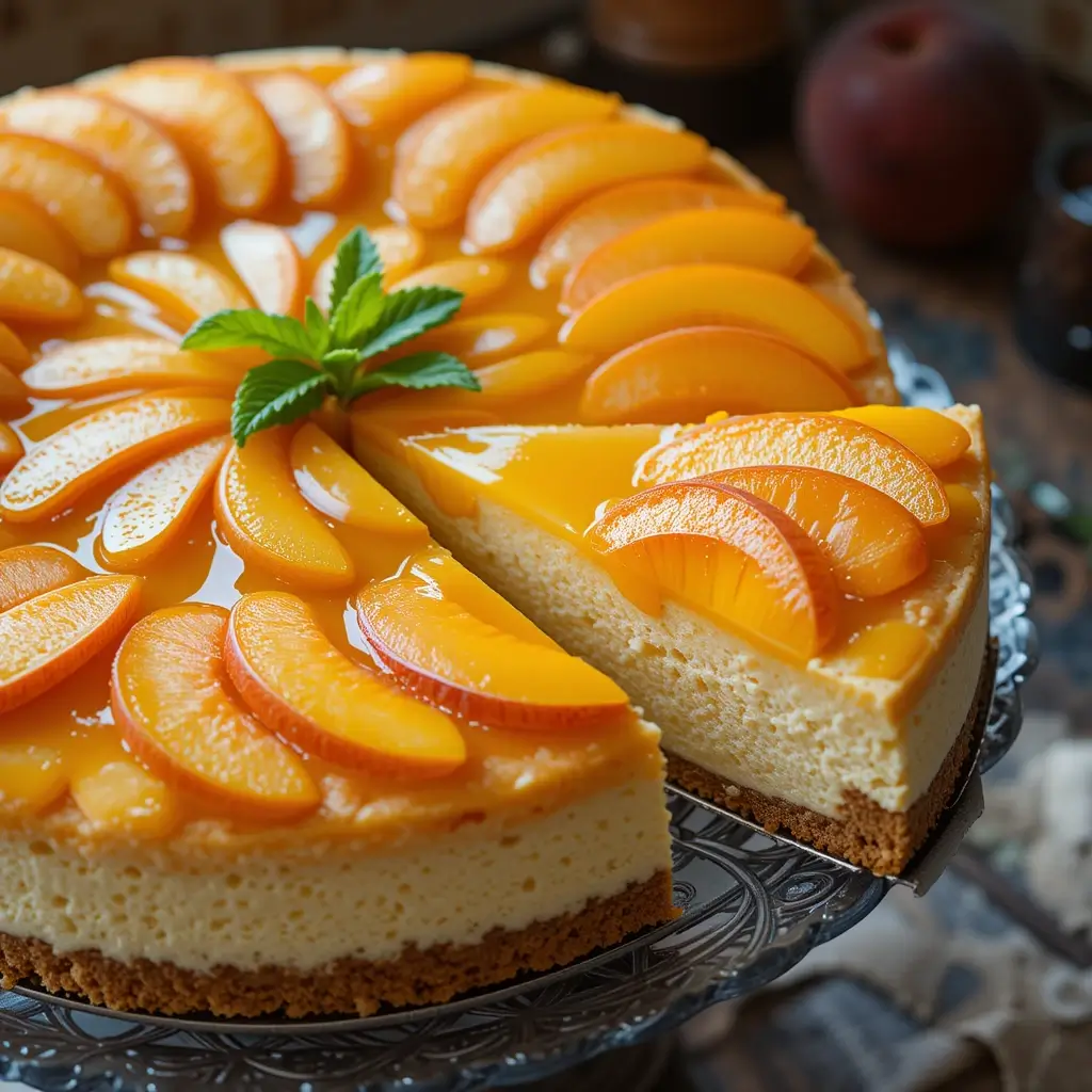 Cheesecake with Peach Topping