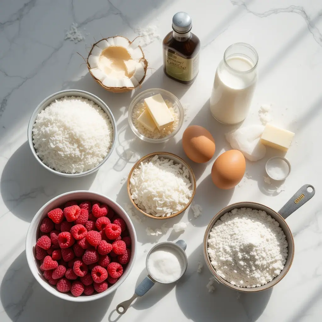 Coconut Cake with Raspberry Filling