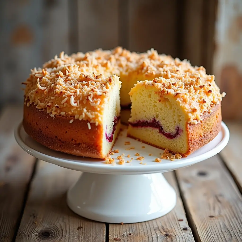 Coconut and Jam Cake