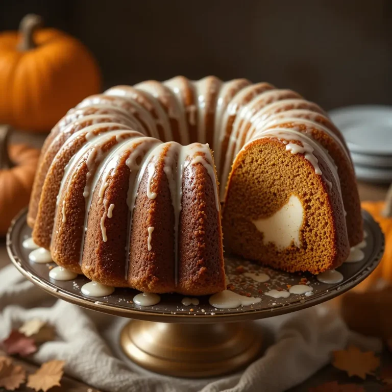 Pumpkin Bundt Cake Cream Cheese Filling