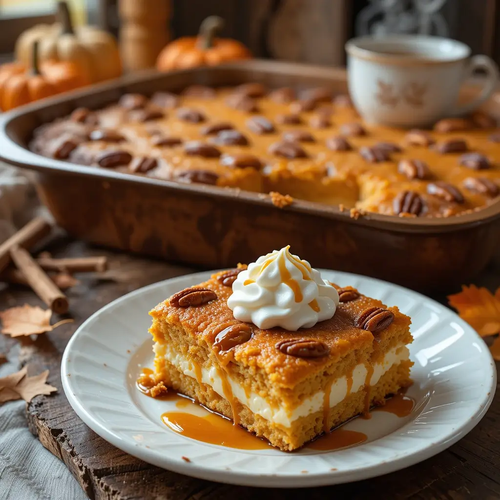 Pumpkin Dump Cake with Cream Cheese
