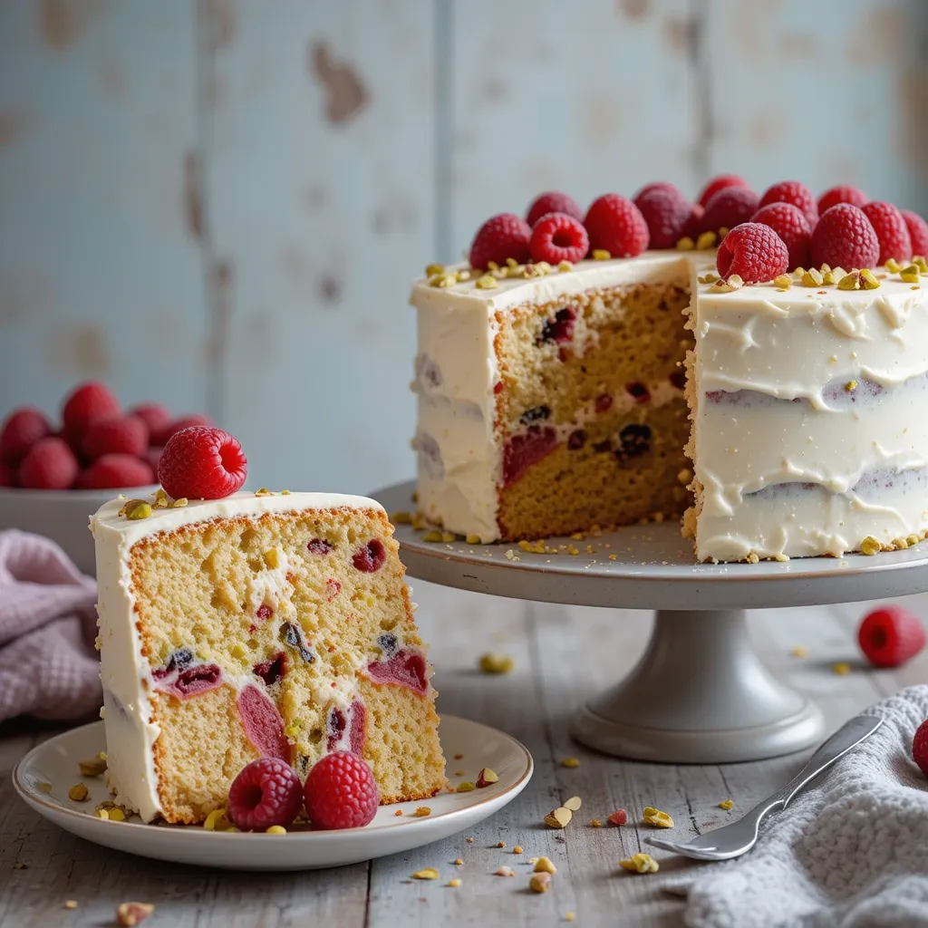Raspberry Pistachio Cake