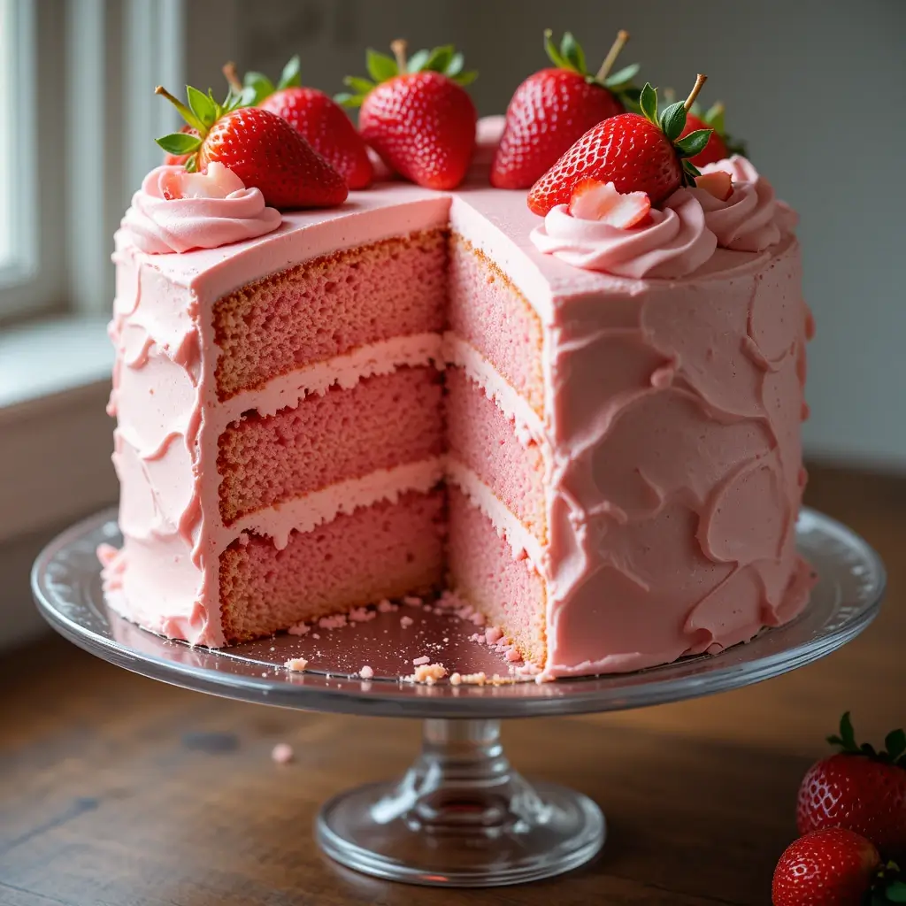 Strawberry Cake with Strawberry Filling
