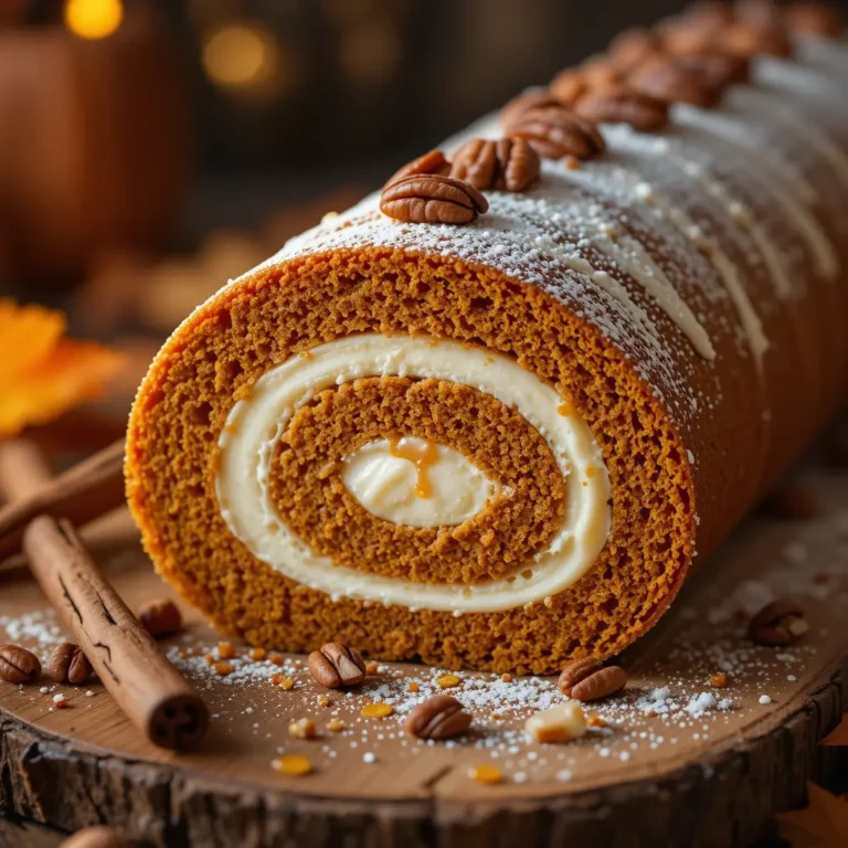 Pumpkin Cake Roll with Cream Cheese