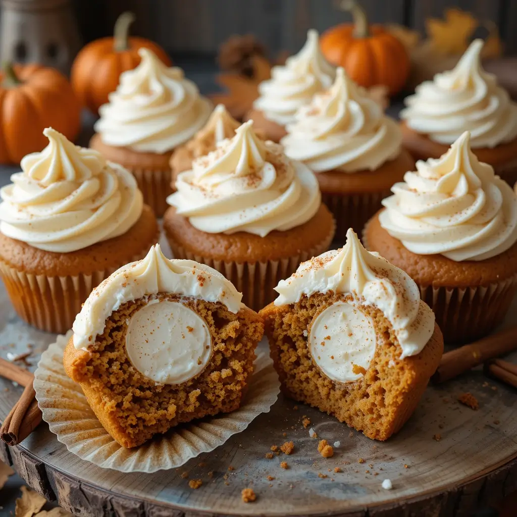 Pumpkin Cupcakes with Cream Cheese Icing