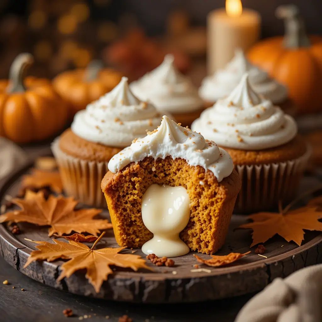 Pumpkin Cupcakes with Filling