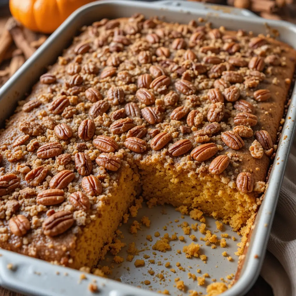 Pumpkin Dump Cake with Pecans