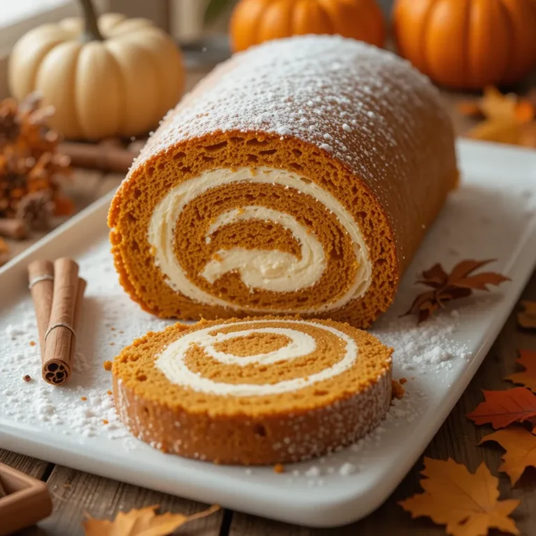 Pumpkin Roll Cake with Cream Cheese Filling