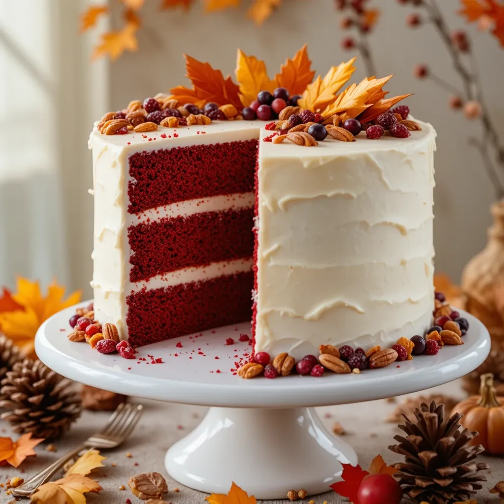 Red Velvet Cake Decoration Thanksgiving