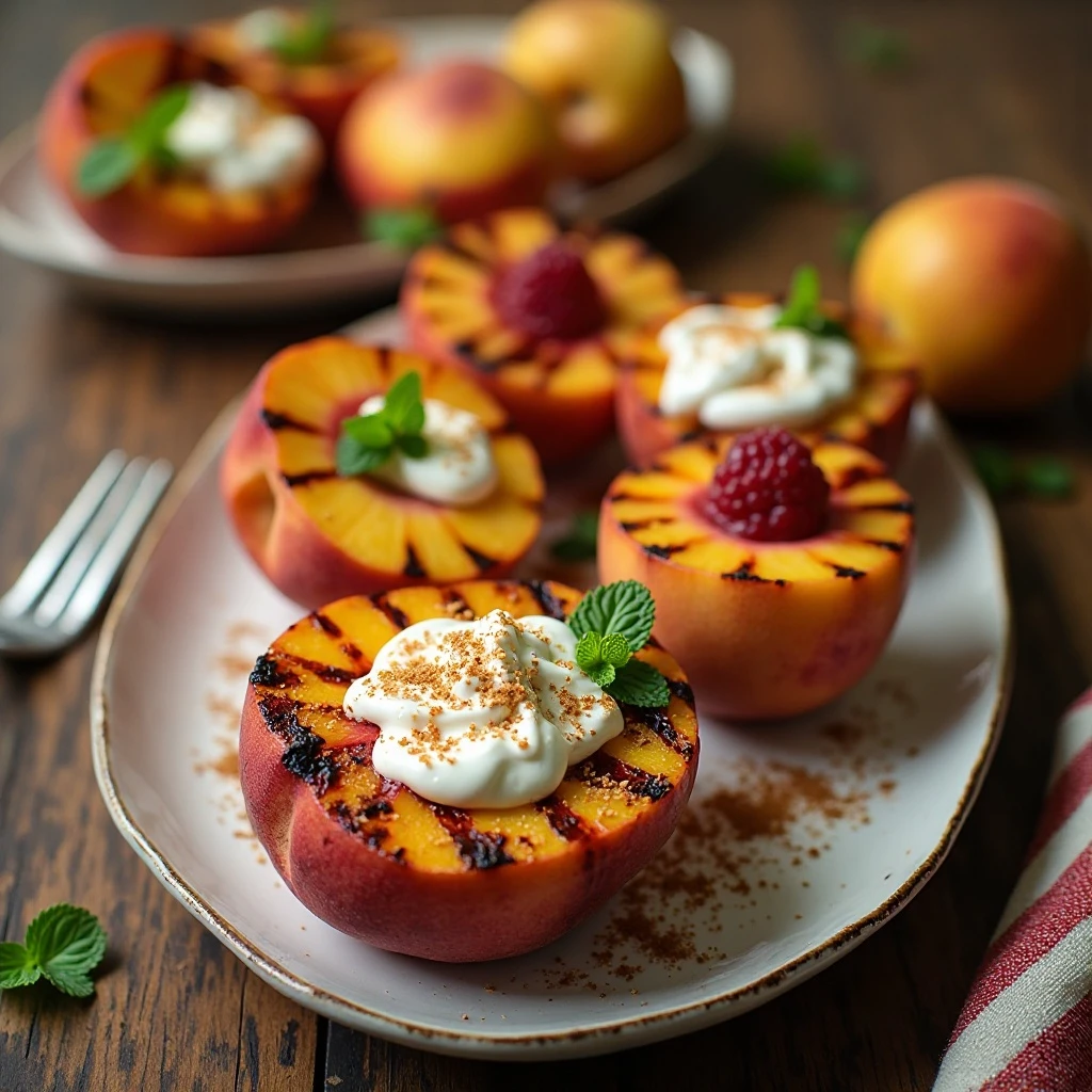 Grilled Peaches with Yogurt